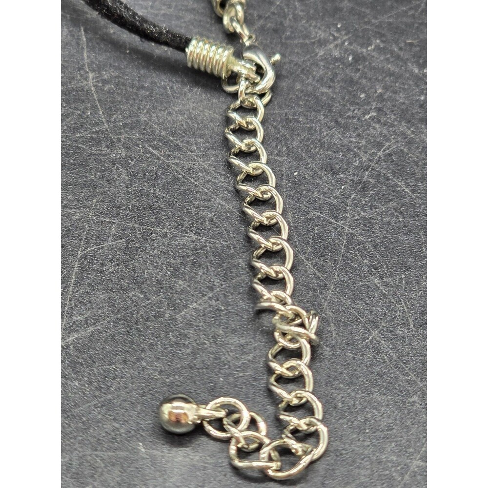Vtg Artisan Butterfly Necklace Chocker Mother Of Pearl Leather Chain Adjustable - Picture 8 of 9
